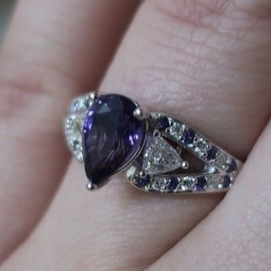 Amethyst & natural diamond engagement ring